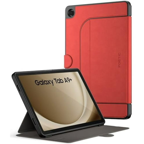 Poetic Explorer Magnetic Case for Samsung Galaxy Tab A9+ Plus (2023) Stand Folio Cover, Magnetic Fidget Mount Case for Galaxy A9 Plus 11 Inch Tablet, Dark Red