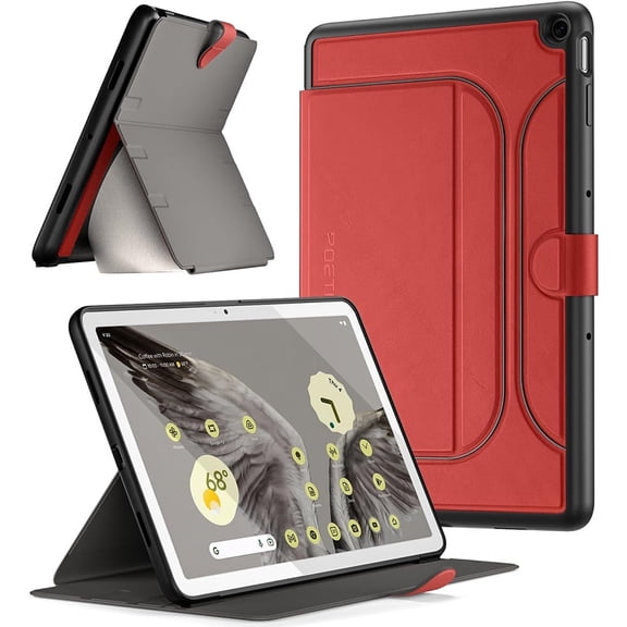 Poetic Explorer Magnetic Folio Stand Case Designed for Google Pixel Tablet (2023), Magnetic Fidget Mount Case for Google Pixel Tablet, Dark Red