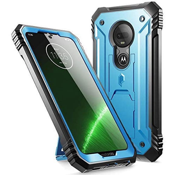 Poetic Full-Body Dual-Layer Shockproof Protective Cover, Built-in-Screen Protector, Revolution Series, Case for Motorola Moto G7 and Moto G7 Plus (2019), Blue
