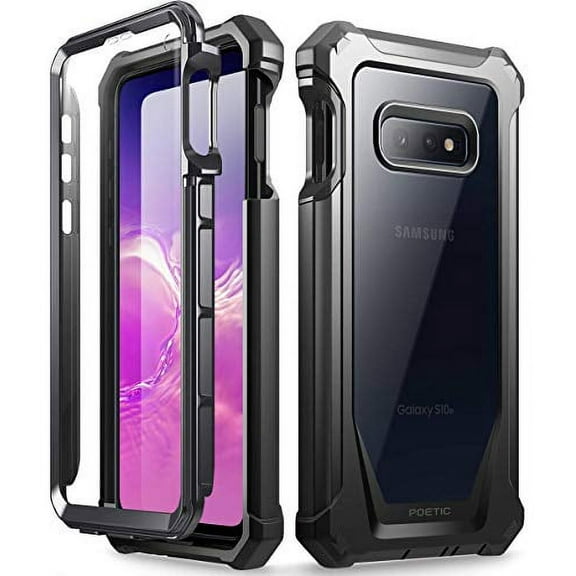 Poetic Full-Body Hybrid Bumper Cover, Support Wireless Charging, Includes Built-in-Screen Protector, Guardian Series, Case for Samsung Galaxy S10e 2019, Black