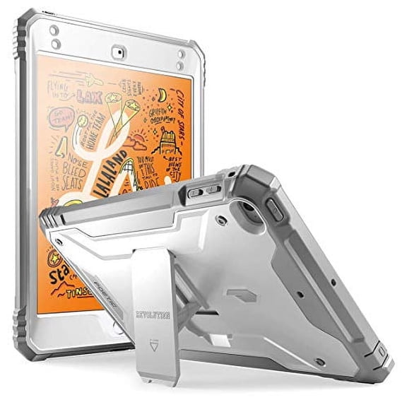 Poetic Full-Body Shockproof Protective Cover, Built-in-Screen Protector, Revolution, for Apple iPad Mini 5 7.9 Inch (2019) and iPad Mini 4 (2015), White