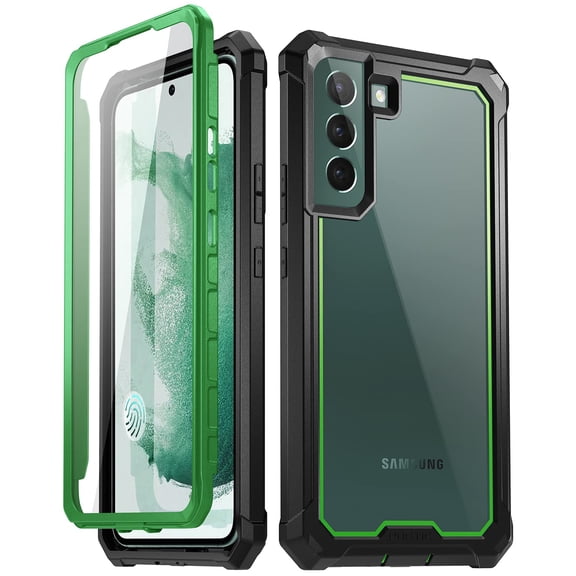 Poetic Guardian Case [6FT Mil-Grade Drop Tested] Designed for with Samsung Galaxy S22 5G 6.2" (2022), Built-in Screen Protector Work with Fingerprint ID, Full Body Shockproof Case, Green/Clear