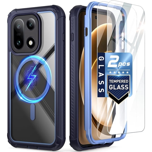 Poetic Guardian Case for OnePlus 15R 5G, 20FT Mil-Grade Drop Tested | Tempered Glass Screen Protector, Full Body Shockproof Rugged Clear Cover Case, Purple/Clear