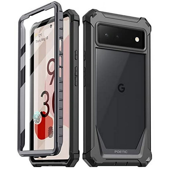Poetic Guardian Case for Google Pixel 6, Clear Case with Built-in Screen Protector, Black