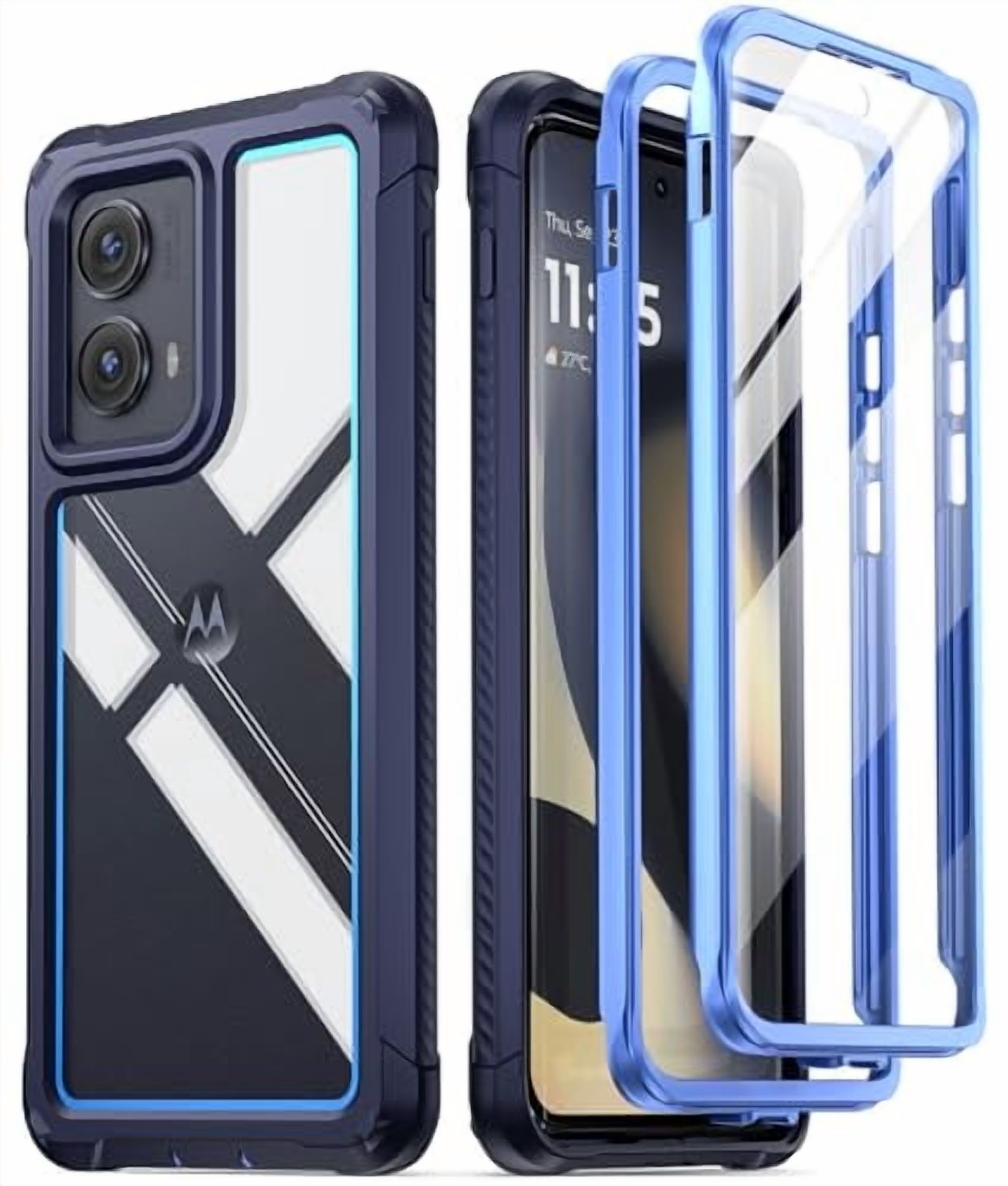 Poetic Guardian Case for Motorola Moto Edge 2024 [Not for 2023 Version], Full Body Cover with Built-in Screen Protector, Blue/Clear