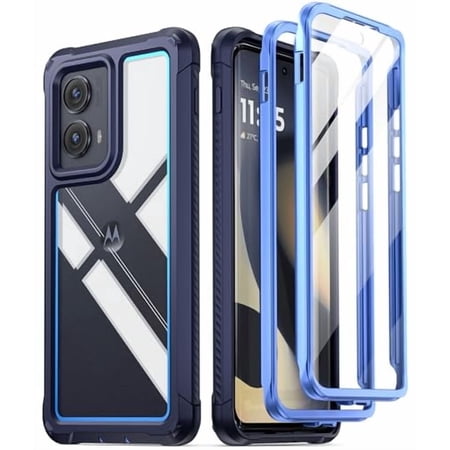Poetic Guardian Case for Motorola Moto Edge 2024 [Not for 2023 Version], Full Body Cover with Built-in Screen Protector, Blue/Clear