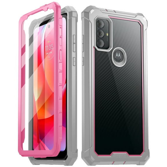 Poetic Guardian Case for Motorola Moto G Power 2022, Clear Case with Built-in Screen Protector, Pink