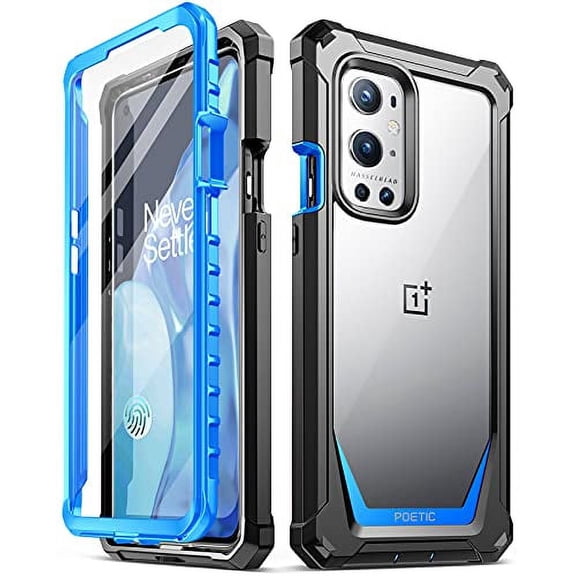 Poetic Guardian Case for Oneplus 9 Pro 5G, Clear Case with Built-in Screen Protector, Blue/Clear