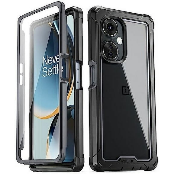 Poetic Guardian Case for Oneplus Nord N30 5G, Clear Case with Built-in Screen Protector, Black/Clear