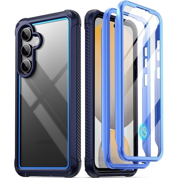 Poetic Guardian Case for Samsung Galaxy S24 FE 5G, Built-in Screen Protector [Work with Fingerprint ID], Blue/Clear
