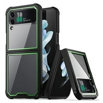 Poetic Guardian Case forSamsung Galaxy Z Flip 4, Clear Case with Built-in Screen Protector, Green/ Clear