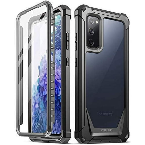 Poetic Guardian Series Case Designed for Samsung Galaxy S20FE Case, Full-Body Hybrid Shockproof Bumper Cover, Without Built-In-Screen Protector, Black/Clear