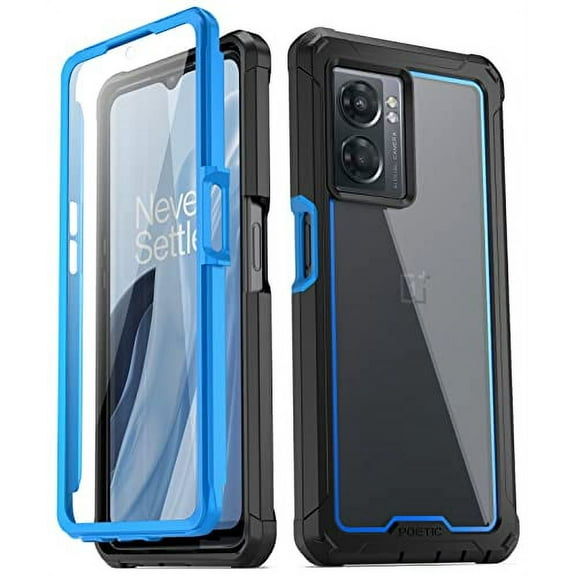 Poetic Guardian Series Case Designed for OnePlus Nord N300 5G, Full-Body Hybrid Shockproof Bumper Cover with Built-in Screen Protector, Blue/Clear
