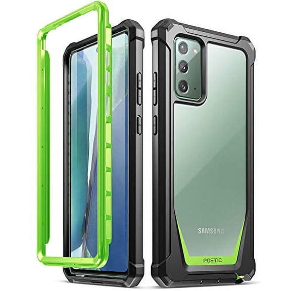 Poetic Guardian Series Designed for Samsung Galaxy Note 20 Case, Full-Body Hybrid Shockproof Bumper Cover, Without Built-in-Screen Protector, Green/Clear