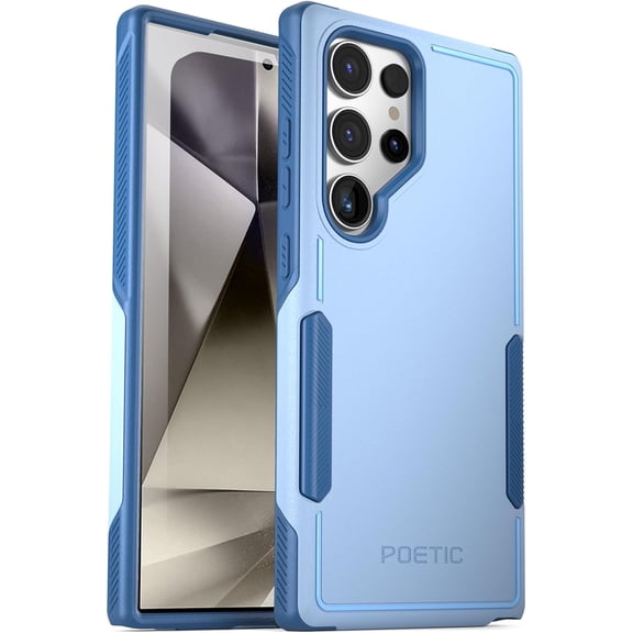 Poetic Neon Case for Galaxy S24 Ultra 6.8", Dual Layer Rugged Slim Shockproof Protective Cover, Sky Blue