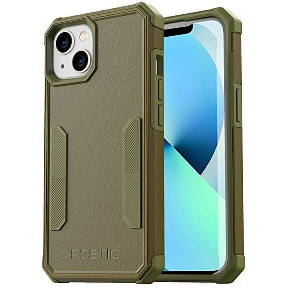 Poetic Neon Case for iPhone 13, Dual Layer Heavy Duty Drop Protection, Military Green