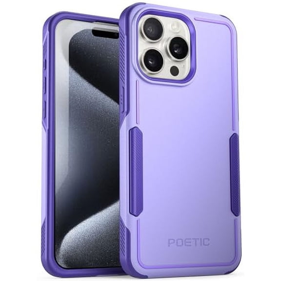 Poetic Neon Case for iPhone 15 pro max, Dual Layer Heavy Duty Drop Protection, Purple