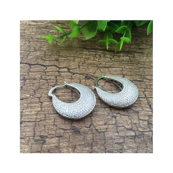 Poetic Pave Hoops Reversible Silver Earrings