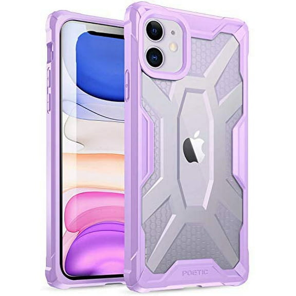 Poetic Premium Hybrid Protective Clear Bumper Cover, Rugged Lightweight, Military Grade Drop Tested, Affinity Series, for Apple iPhone 11 (2019) 6.1 Inch, Purple/Clear