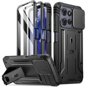 Poetic Revolution Case for Moto G Power 5G 2025 [Not Fit 2024 Version], [Slide Camera Cover], Full-Body Cover with Kickstand and Built-in-Screen Protector, Black