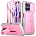 thumbnail image 1 of Poetic Revolution Case for Moto G Power 5G 2025 [Not Fit 2024 Version], [Slide Camera Cover], Full-Body Cover with Kickstand and Built-in-Screen Protector, Pink, 1 of 5