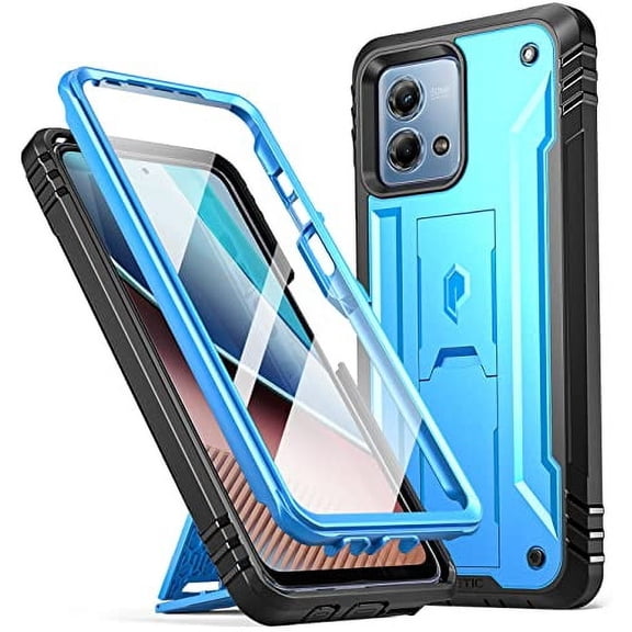 Poetic Revolution Case for Motorola Moto G Stylus 4G 2023 [Not Fit 5G Version], [20FT Mil-Grade Drop Tested], Full-Body Rugged Shockproof Cover with Kickstand and Built-in-Screen Protector, Light Blue