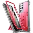thumbnail image 1 of Poetic Revolution Case for Galaxy S21 Ultra 5G, Heavy Duty Full Body Cover with Kickstand (Work w/ Fingerprint ID), Pink, 1 of 6