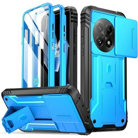 Poetic Revolution Case for OnePlus 13 5G, [Slide Camera Cover], Built-in Screen Protector Work with Fingerprint ID, Light Blue