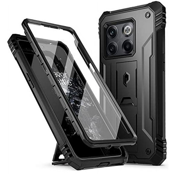 Poetic Revolution Case for Oneplus 10T, Heavy Duty Full Body Cover with Kickstand, Black