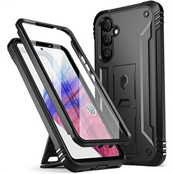 Poetic Revolution Case for Samsung Galaxy A54 5G, Heavy Duty Full Body Cover with Kickstand, Black