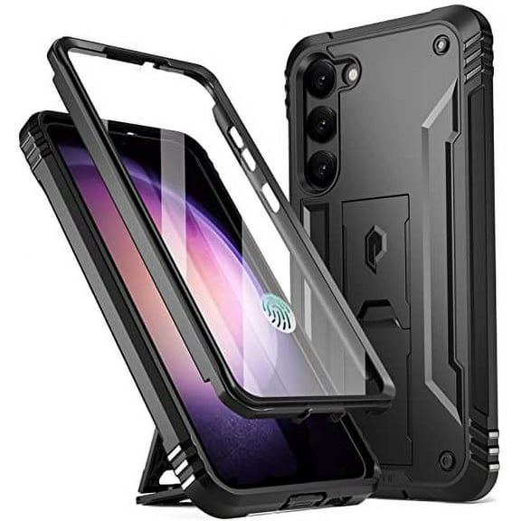 Poetic Revolution Case for Samsung Galaxy S23 5G 6.2 inch, Heavy Duty Full Body Cover with Kickstand, Black