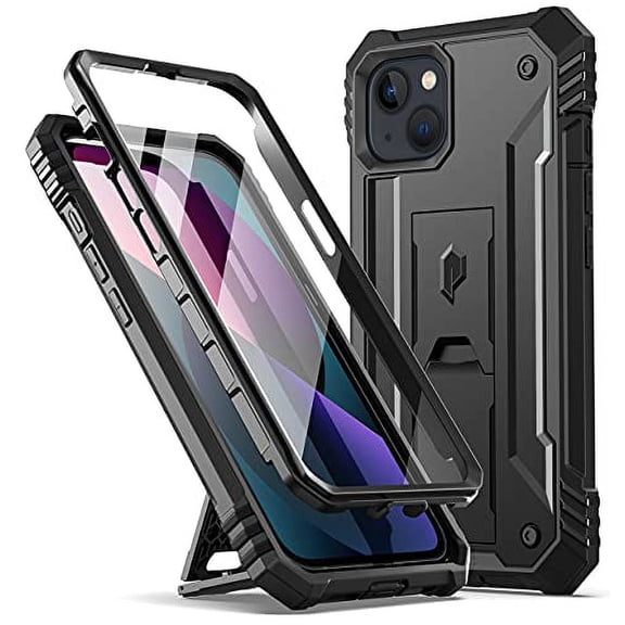 Poetic Revolution Case for iPhone 13, Heavy Duty Full Body Cover with Kickstand, Black