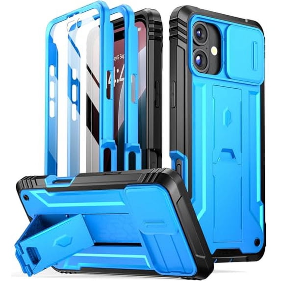 Poetic Revolution Case for iPhone 16 Plus 6.7 inch with Built-in-Screen Protector, Light Blue