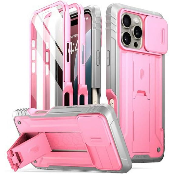 Poetic Revolution Case for iPhone 16 Pro 6.3 inch with Built-in-Screen Protector, Pink