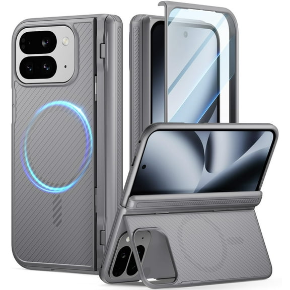 Poetic Revolution Flex Case for Google Pixel 10 Pro Fold,[Hidden Foldable Kickstand][Hinge Protection][MagSafe Compatible],Shockproof Pixel 10 Pro Fold Cover with Built-in-Screen Protector, LightBlue