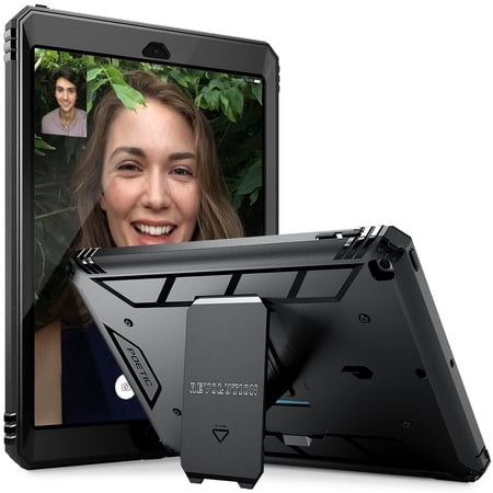 Poetic Revolution New iPad 9.7 Inch 2017 Rugged Case With Hybrid Heavy Duty Protection and Built-In Screen Protector and KickStand for Apple iPad 9.7 (2017 MARCH Released) Black