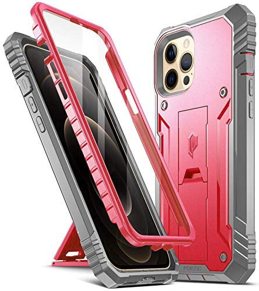 Poetic Revolution Hülle Für IPhone 14 Pro – Robuste Schutzhülle Mit Ständer & Displayschutz | Kastanienbraunrot
