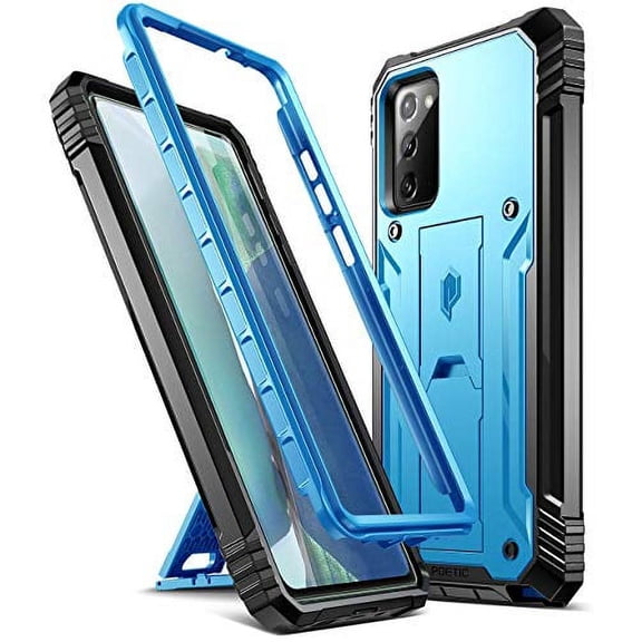 Poetic Revolution Series for Samsung Galaxy Note 20 Case, Full-Body Rugged Dual-Layer Shockproof Protective Cover with Kickstand, Without Built-in-Screen Protector, Blue