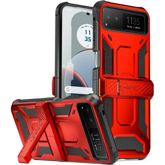 Poetic Motorola Moto Razr 2023 Shockproof Metallic Phone Cover, Red