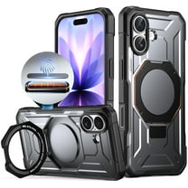 Poetic Spartan Case with Ring Stand for iPhone 17, [Camera Control Button][2 Tempered Glass Screen Protector][Magsafe Compatible] Rugged ShockProof Protective Cover, Metallic Gun Metal