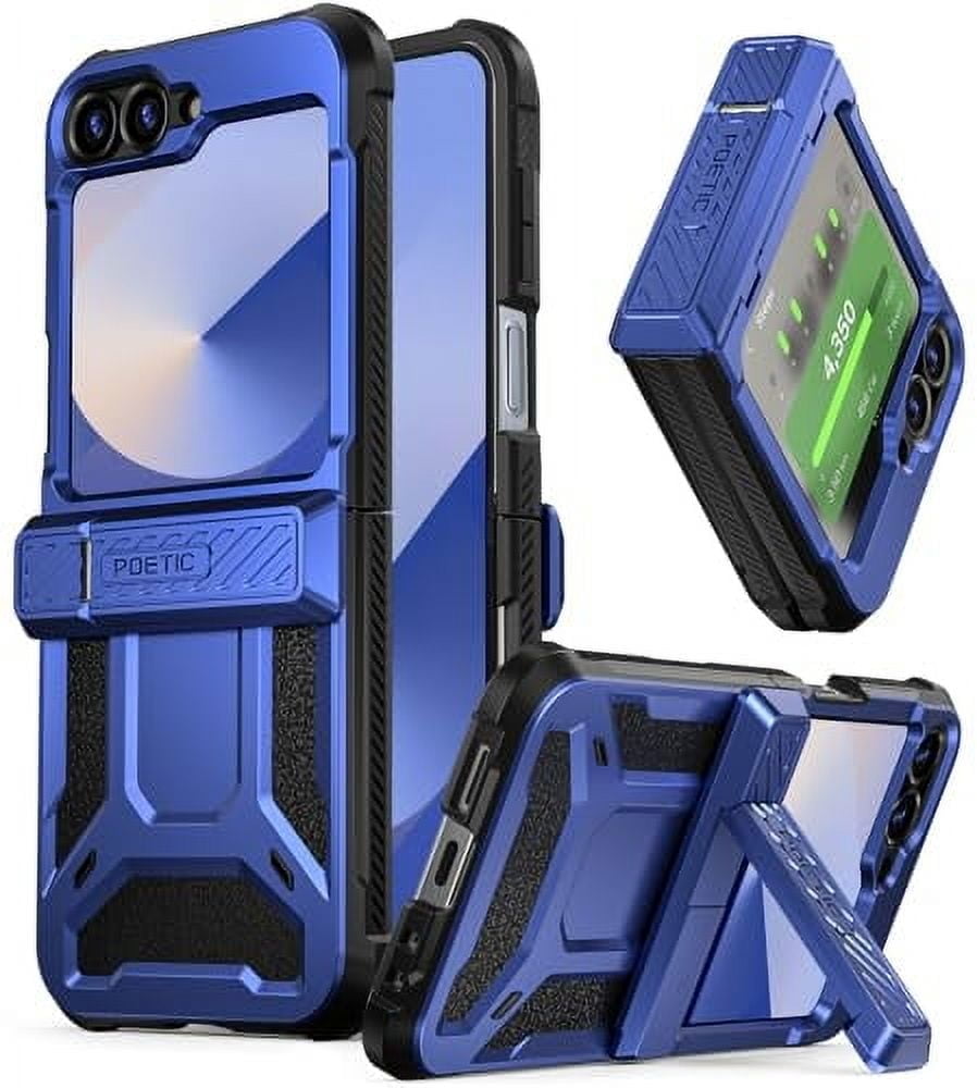 Poetic Spartan Case for Samsung Galaxy Z Flip 6 5G (2024) [Kickstand][Built-in Screen Protector] Midnight Blue