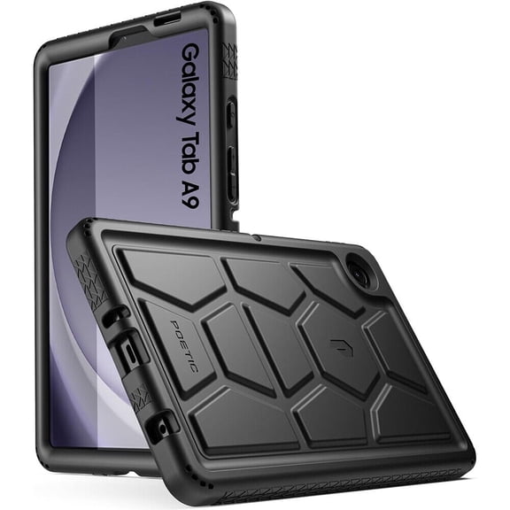 Poetic TurtleSkin Case Designed for Samsung Galaxy Tab A9 Case 8.7 Inch 2023, Heavy Duty Shockproof Rugged Kids Friendly Drop Protection Silicone Cover Case, Black