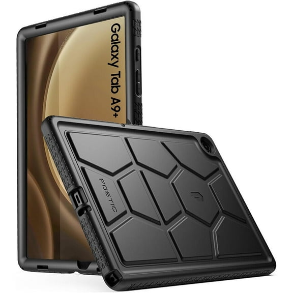 Poetic TurtleSkin Case Designed for Samsung Galaxy Tab A9 Plus Case 11 Inch 2023, Heavy Duty Shockproof Rugged Kids Friendly Drop Protection Silicone Cover Case, Black