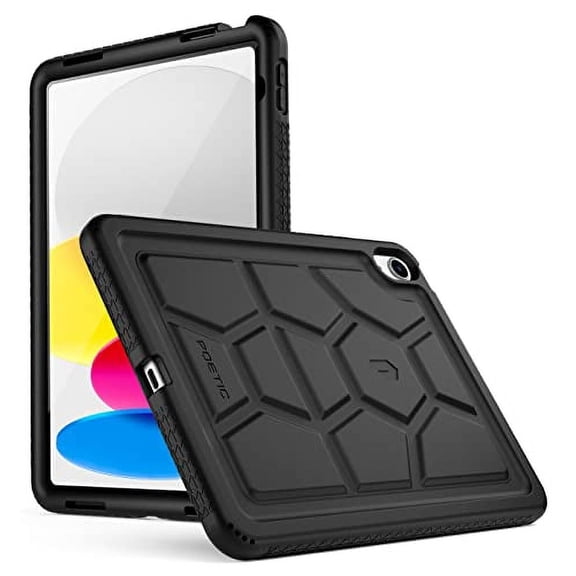 Poetic TurtleSkin case for New iPad (A16) 11th / 10th Generation (2025/2022), Heavy Duty Shockproof Kids Friendly Silicone Case Cover, Only Compatible with New iPad 11/10.9 Inch, Black