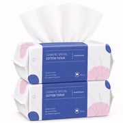 PoeticEHome Cotton Face Dry Wipes - Extra Thick Disposable Cleansing Towel, Facial Cleaning Tissue Cloths 2-Pack