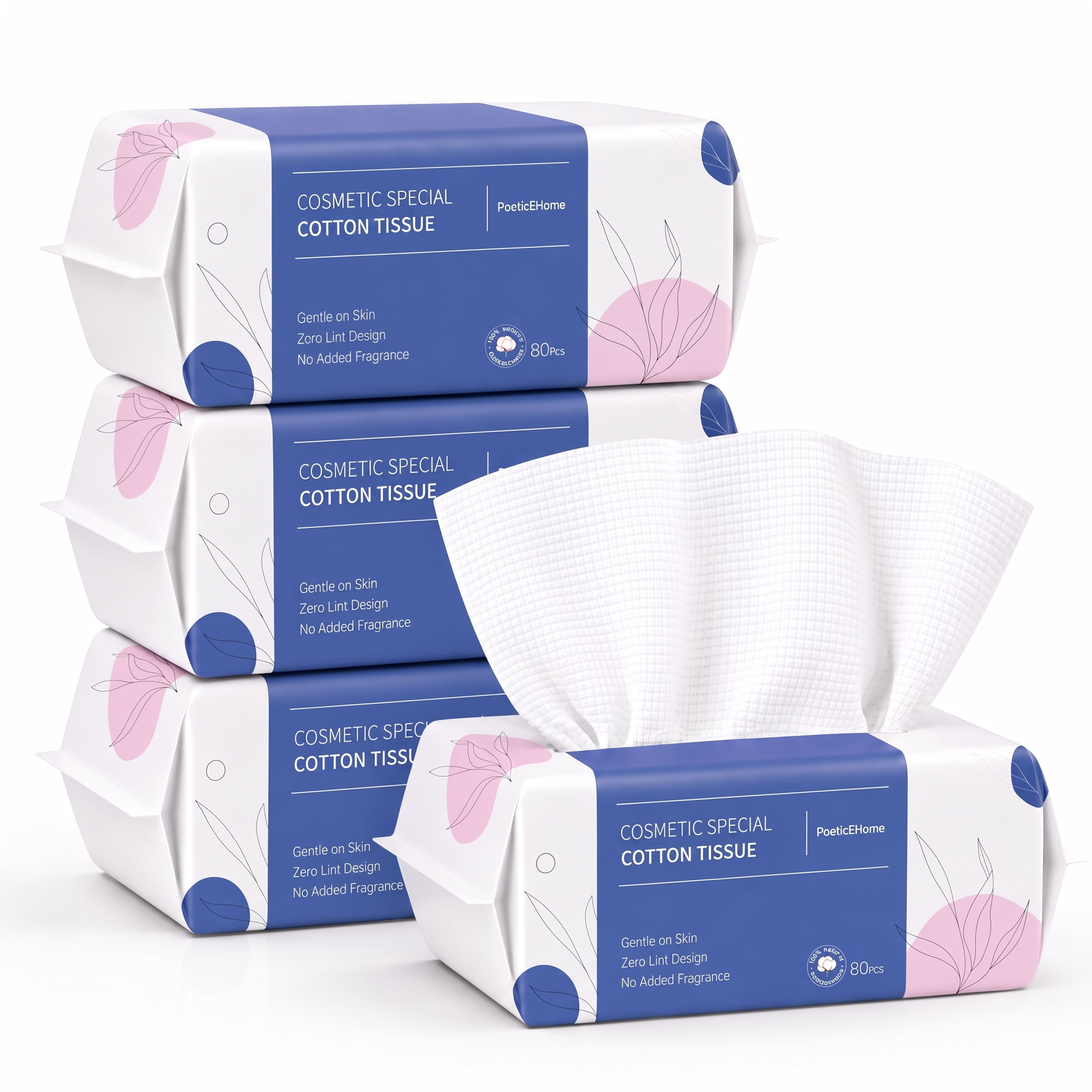 PoeticEHome Disposable Face Towels, Thick Yet Soft Cotton Dry Wipes, 4 Pack | 320-Count Facial Towels for Cleansing, Makeup Removal and Face Drying; Absorbent, Lint-Free, Unscented Washcloth