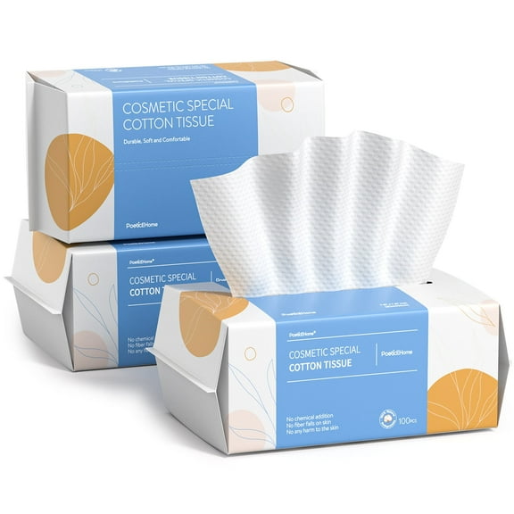 PoeticEHome Soft Dry Wipe 300ct Cotton Tissue Face Cloths Disposable Cleansing Towel