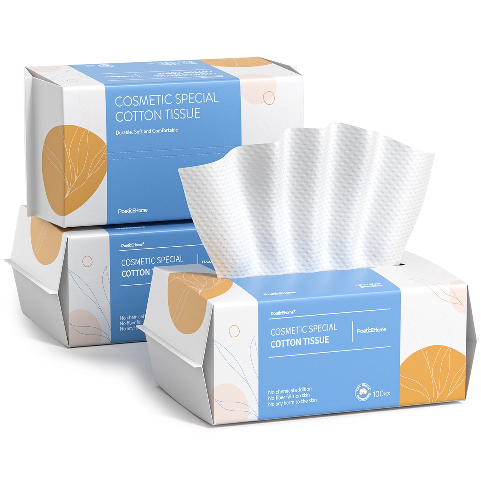 Careboree Extra Thick 100% Cotton Dry Wipes - Disposable Face Towels, 2 Pack (80 Count Each), Lint-Free