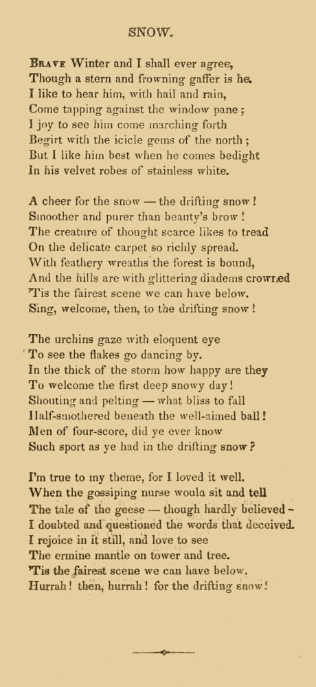 Poetical Works 1857 Snow Canvas Art - Eliza Cook (18 x 24)
