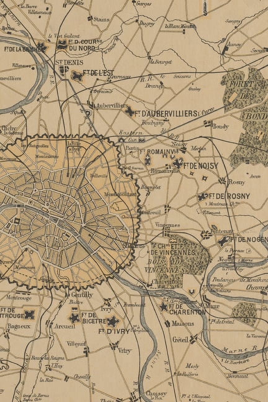 1870 plan of Paris and its surroundings, showing all fortifications: A Poetose Notebook / Journal / Diary (50 pages/25 s